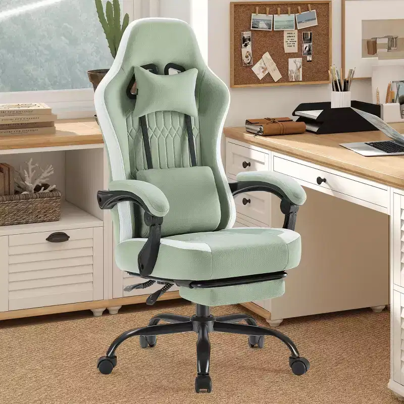 Computer Gaming Chair with Lumbar Support Adjustable Height 360 Rotating Wheels Armrests and Headrests Included