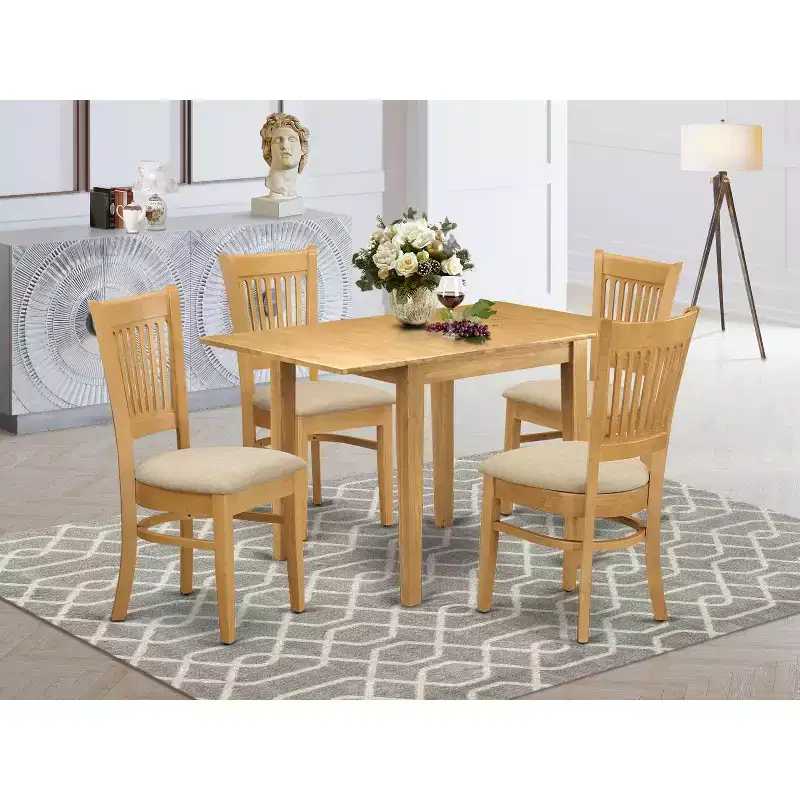 HomeStock Oak 5 Piece Kitchen Table and Chairs Set