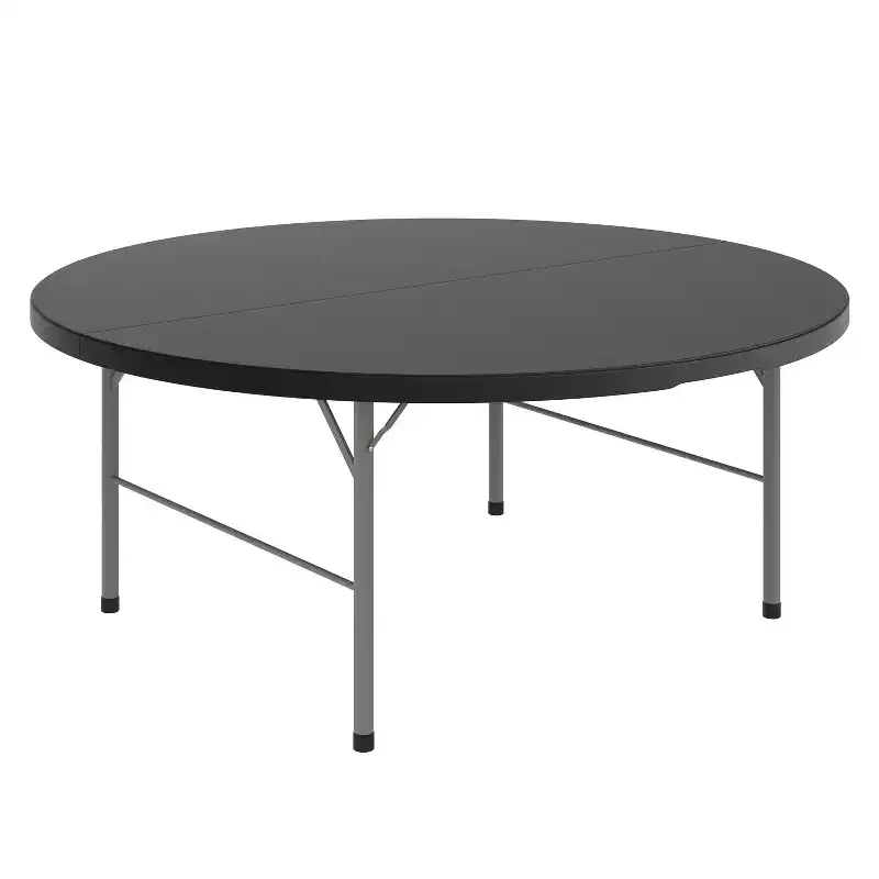 Flash Furniture 5.89-Foot Round Bi-Fold Plastic Banquet and Event Folding Table with Carrying Handle