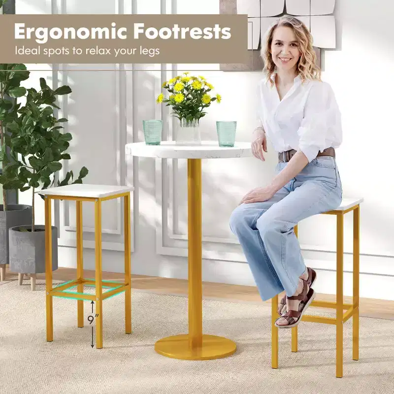 Costway 4 PCS 26Bar Stool Set with Metal Frame Footrest Backless Counter Height Stool Brown