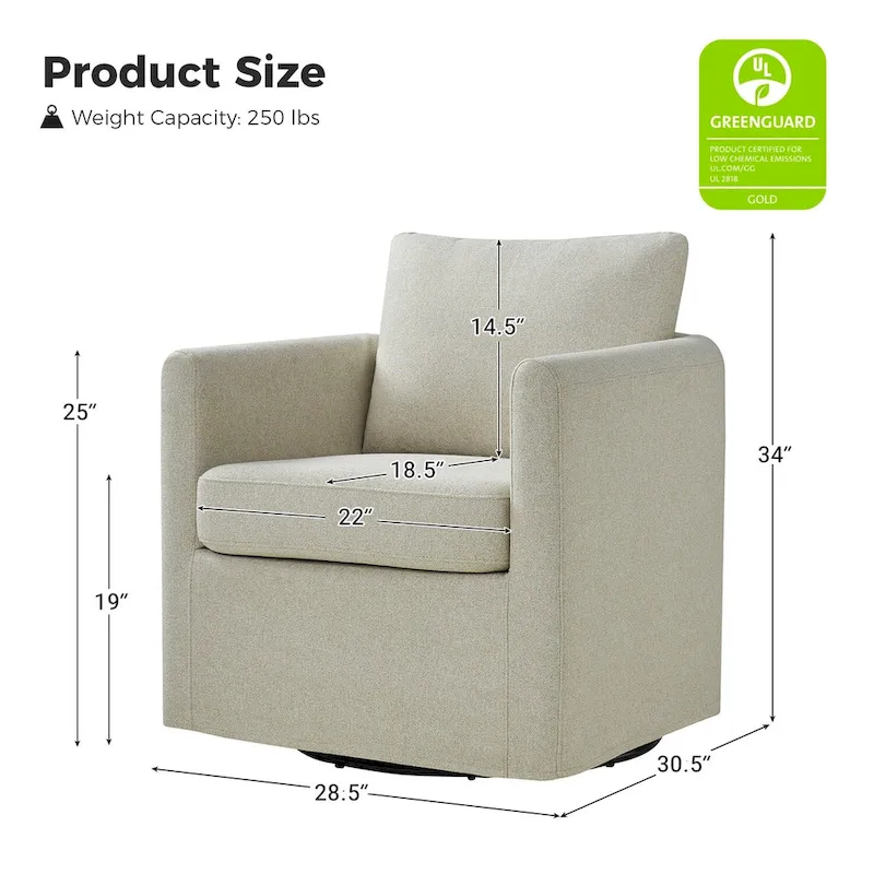 Erkenbald Modern 360-Degree Swivel Chair with Removable Slipcover by HULALA HOME