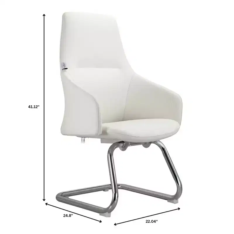 Ergonomic Faux Leather Office Chair Iron Sled Base Adjustable Height 330 lbs Capacity