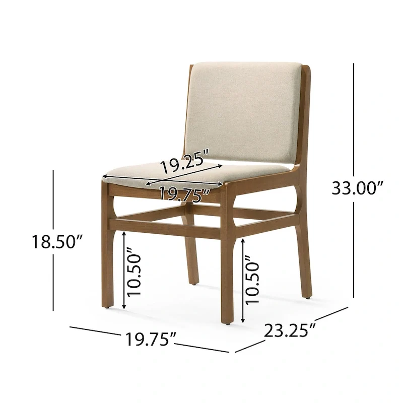 Contemporary Upholstered Dining Chair with Rubberwood Frame, Set of 2
