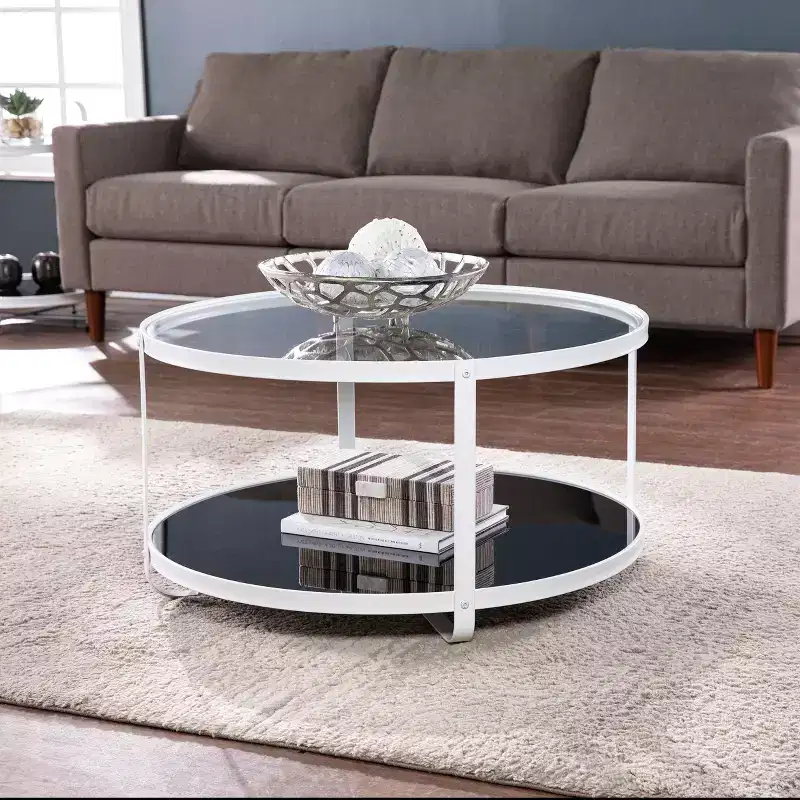 Glass-Top Cocktail Table White