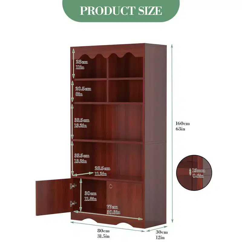 GustoWave 5-Tier Bookcase and Bookshelf, Large 63 Inch Tall Floor Standing Book Shelf, Toy Display Storage Shelves, Bookcase Storage Shelves