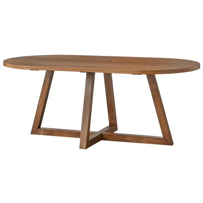 Lifestorey Valissa Modern Oval Trestle Dining Table Walnut