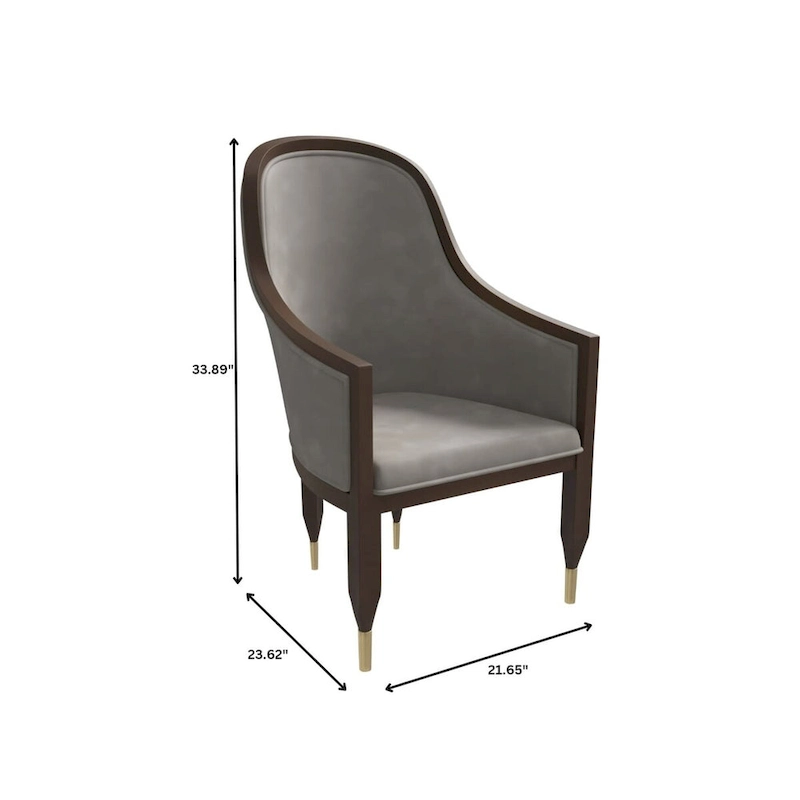 Leather Dining Chair with Arms with Rubberwood Frame Belle Series by LeisureMod