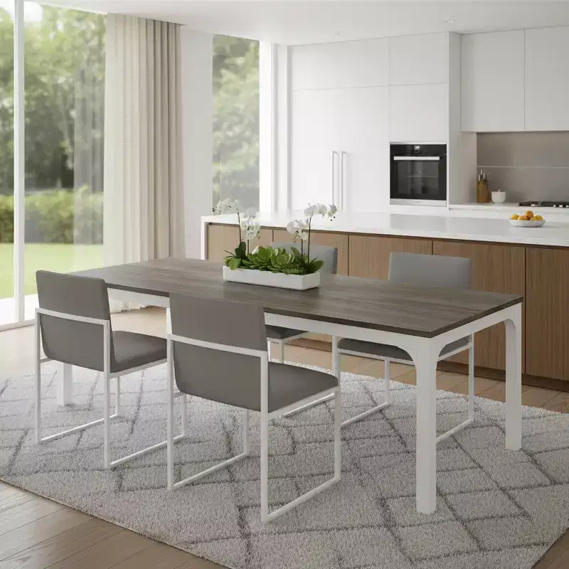 HomeRoots 46 Gray and White Wood and Iron Dining Table