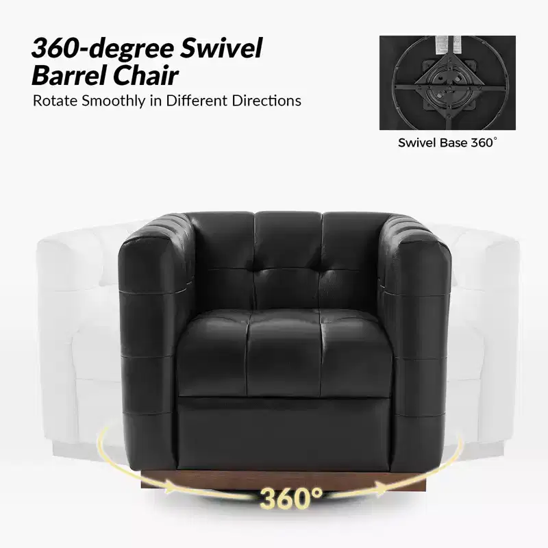 Frankie Modern Genuine Leather Swivel Club Chair| HULALA HOME