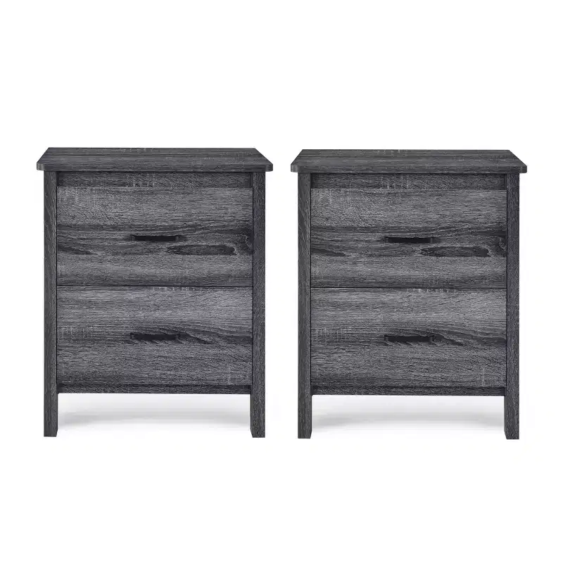 GDFStudio Titeca Contemporary 2 Drawer Wood Nightstands (Set of 2)