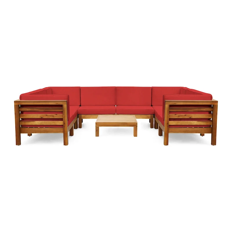 Oana Outdoor 9-piece Acacia Wood U-shaped Sectional Set by Christopher Knight Home