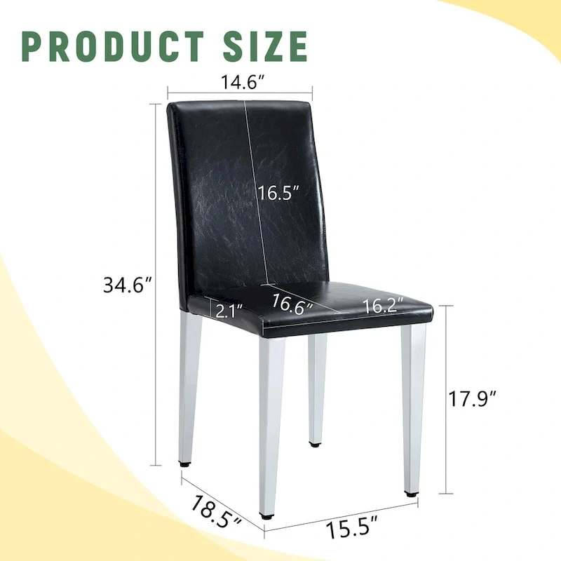 Dining Chairs Set of 4,Modern Kitchen & Dining Room Chairs,Faux Leather Cushion Seat Metal Legs