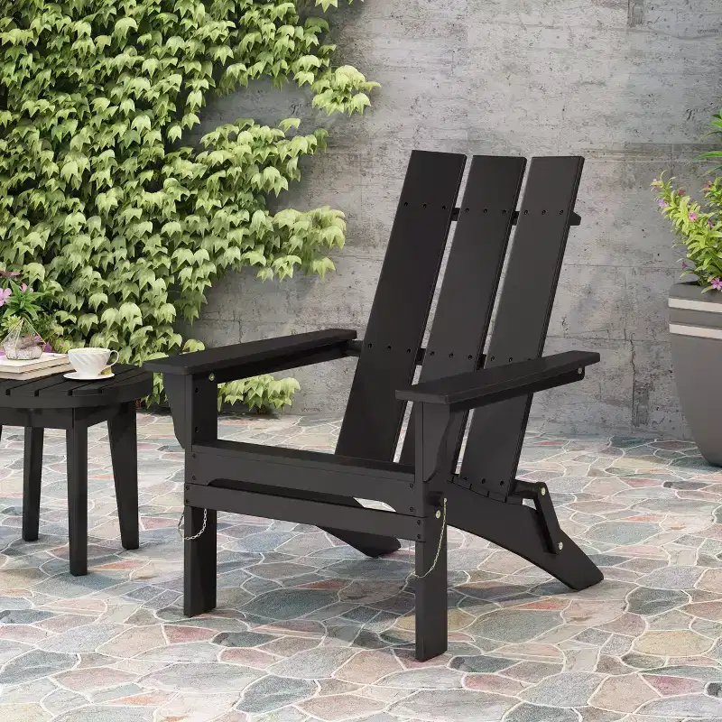 Okak Outdoor Adirondack Chair with Wooden Frame, Foldable Outdoor Chair with FIxed Arms, Porch Chairs for Garden, Lawn, Backyard