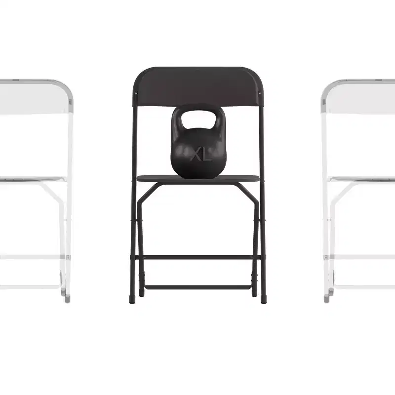 Emma and Oliver 4 Pack of All-Weather, Extra Wide Contoured Plastic Folding Chairs with Metal Frame and 650 lb. Static Weight Capacity