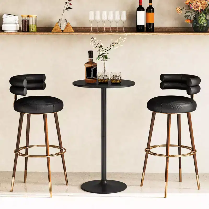 4 PCS Round Pub Table 24'' Bistro Bar Cocktail Table w/Metal Base Black