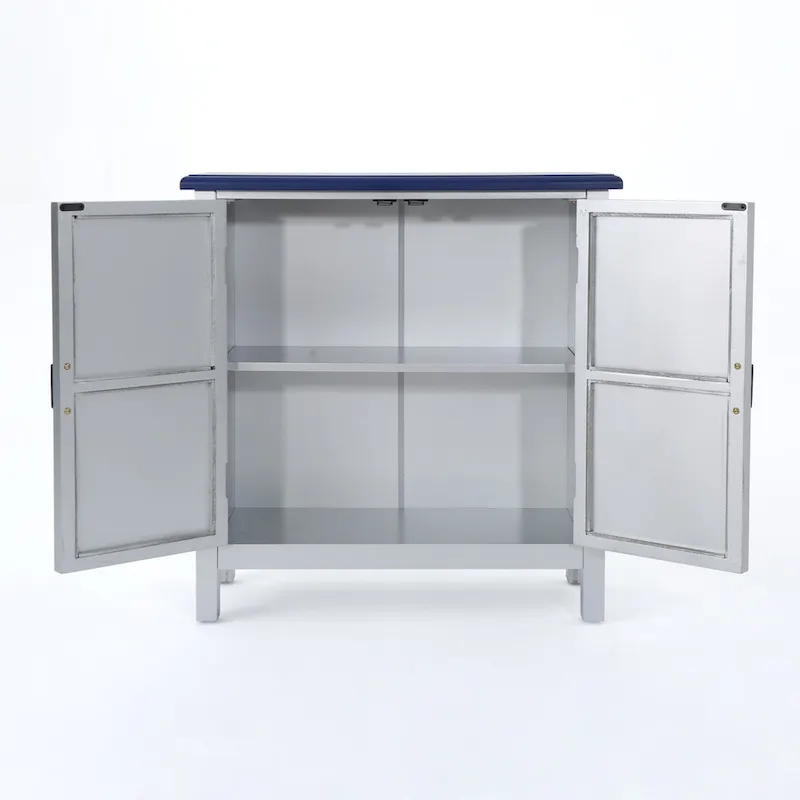 Brown / Navy Blue Tile Front Storage Cabinet – Seats 1