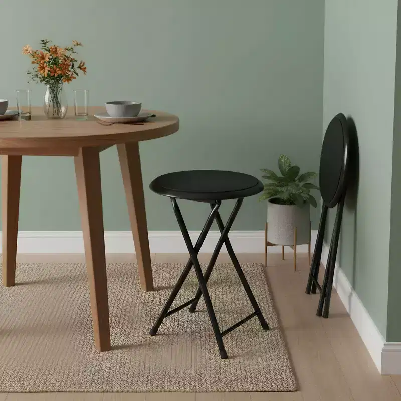 Set of 2 Folding Bar Stools, Heavy-Duty 18