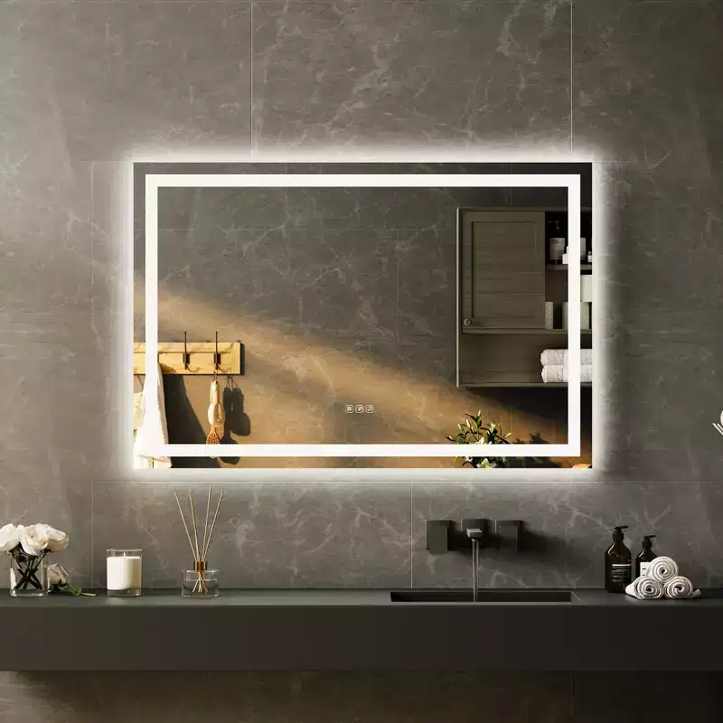 60x36 Inches Large Bathroom Mirror, FramelessVanity Mirror with Led Lights,Front Lit and Backlit,Wall-Mounted Mirror for Over Sink, Entryway, Bedroom