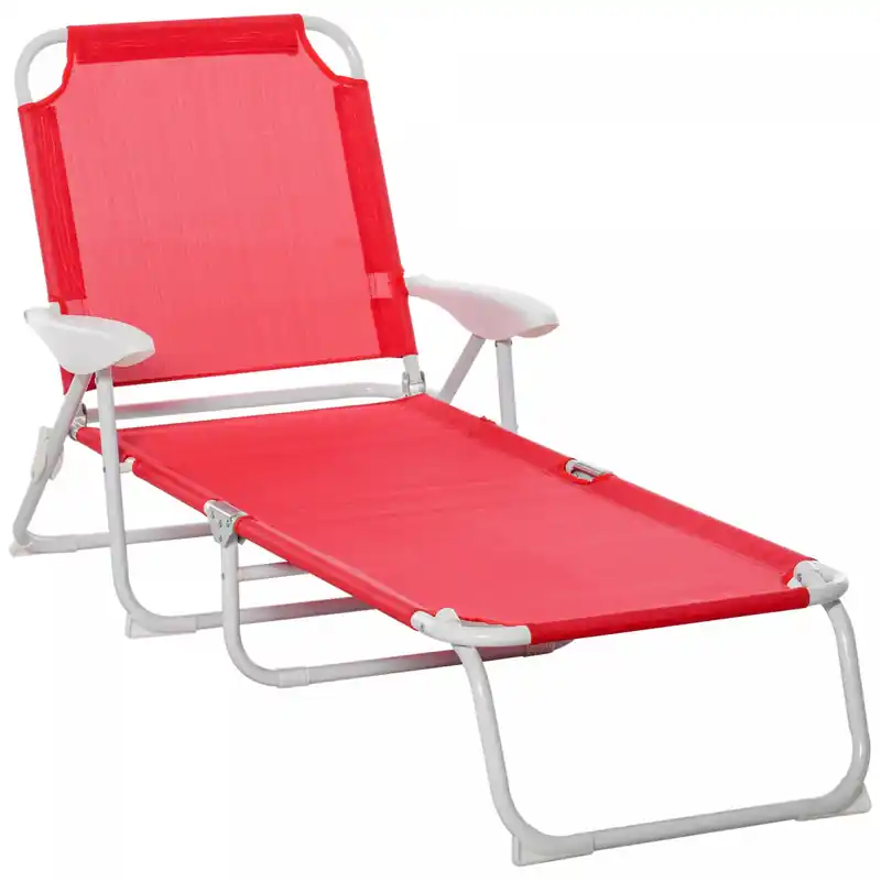 Outdoor Lounge Chair With 4-level Adjustable Backrest