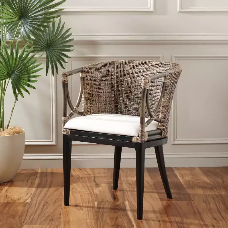 Beningo Arm Chair - SEA4001 - Brown/White - Safavieh