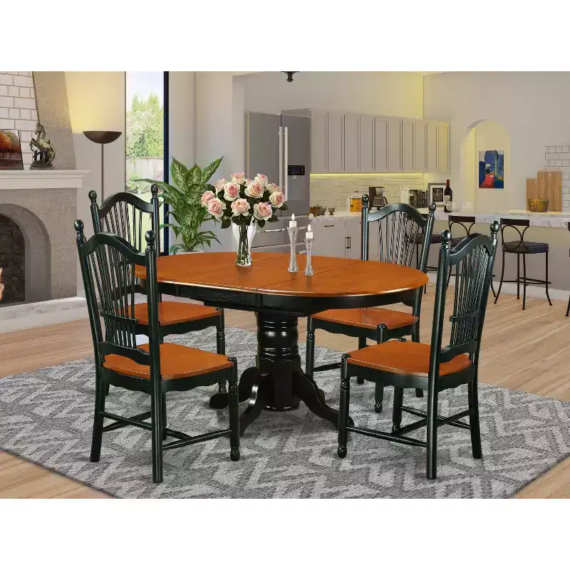 HomeStock AVDO5 BCH W 5 Piece Linen White Dining Set