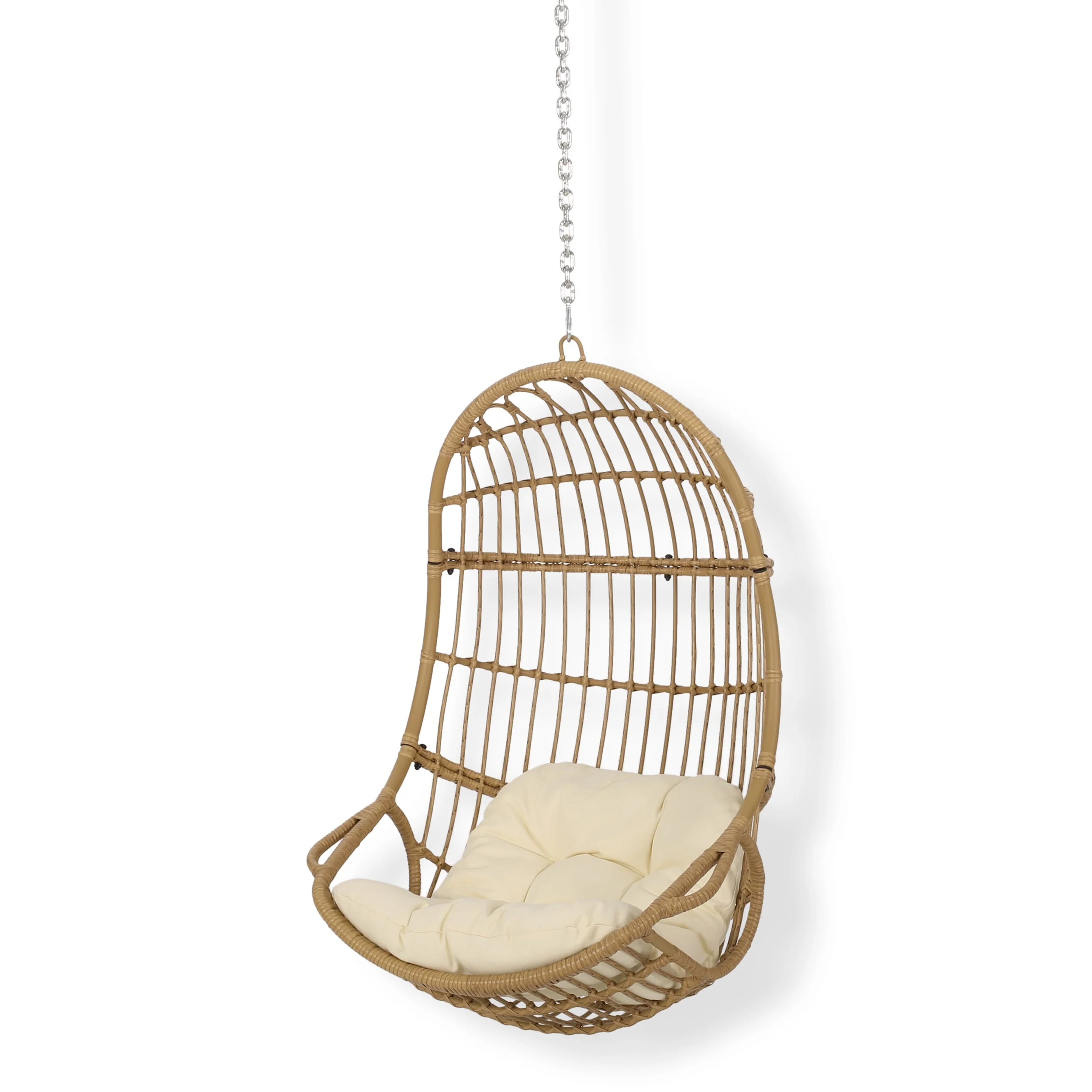 Outdoor/Indoor Wicker Hanging Swing Chair with Cushion