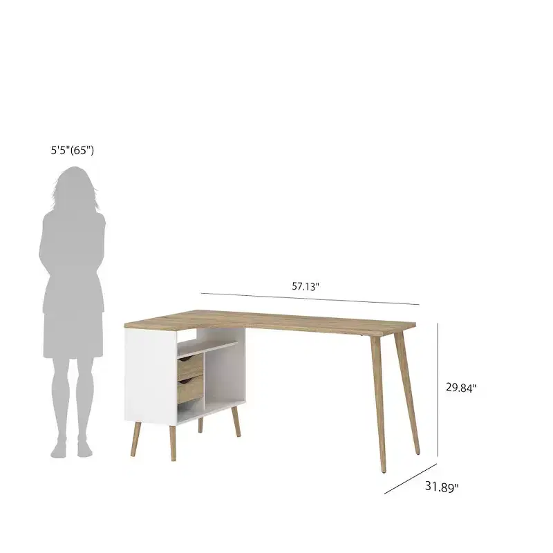 Tvilum, Diana 2 Drawer, 3 Shelf Desk