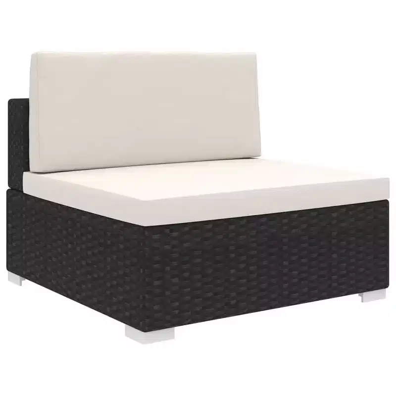 vidaXL Patio Furniture Rattan Sofa Chair Middle Seat with Cushions Poly Rattan