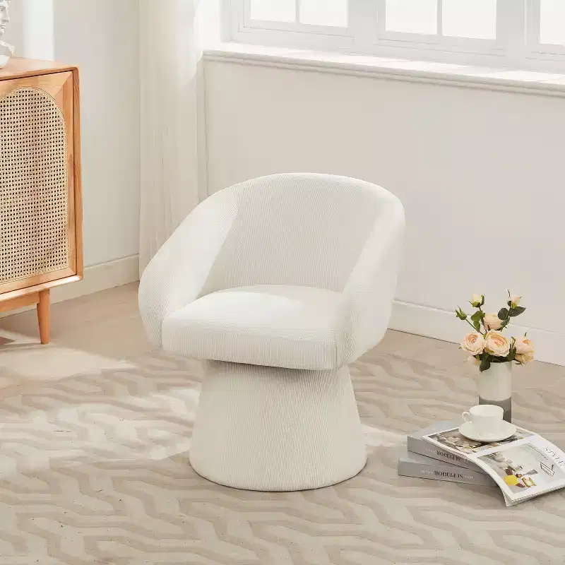 Mid-Century Modern Swivel Corduroy Accent Chair with 360° Rotation