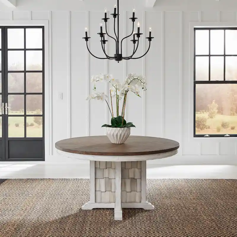 River Place Riverstone White 5 Piece Pedestal Table Set