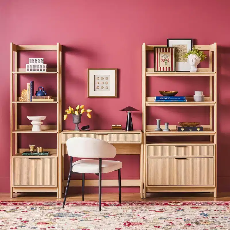 Saracina Home 3pc Transitional Desk with 1 Narrow Bookcase and 1 Wide Bookcase