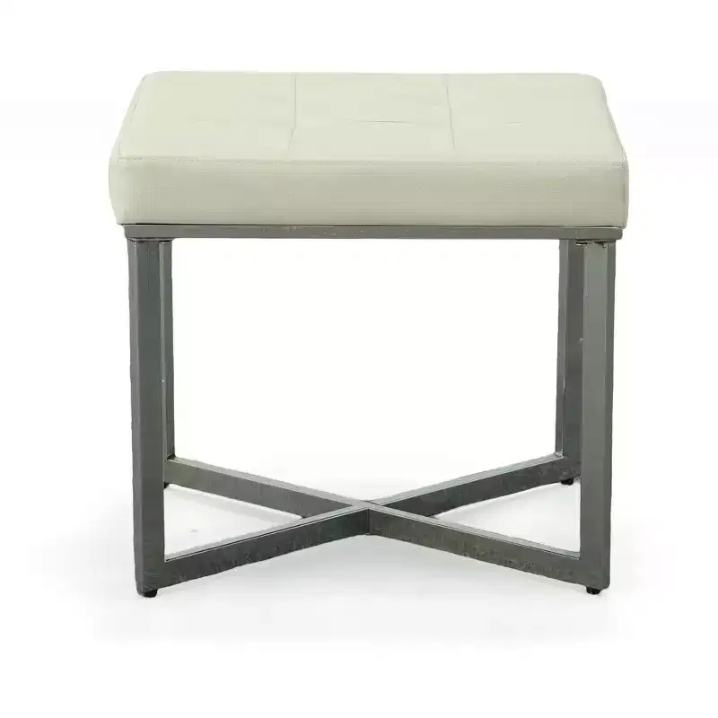 Carolina Living Julia Vanity Bench White/Chrome: Chrome X Base, Padded, Modern Design