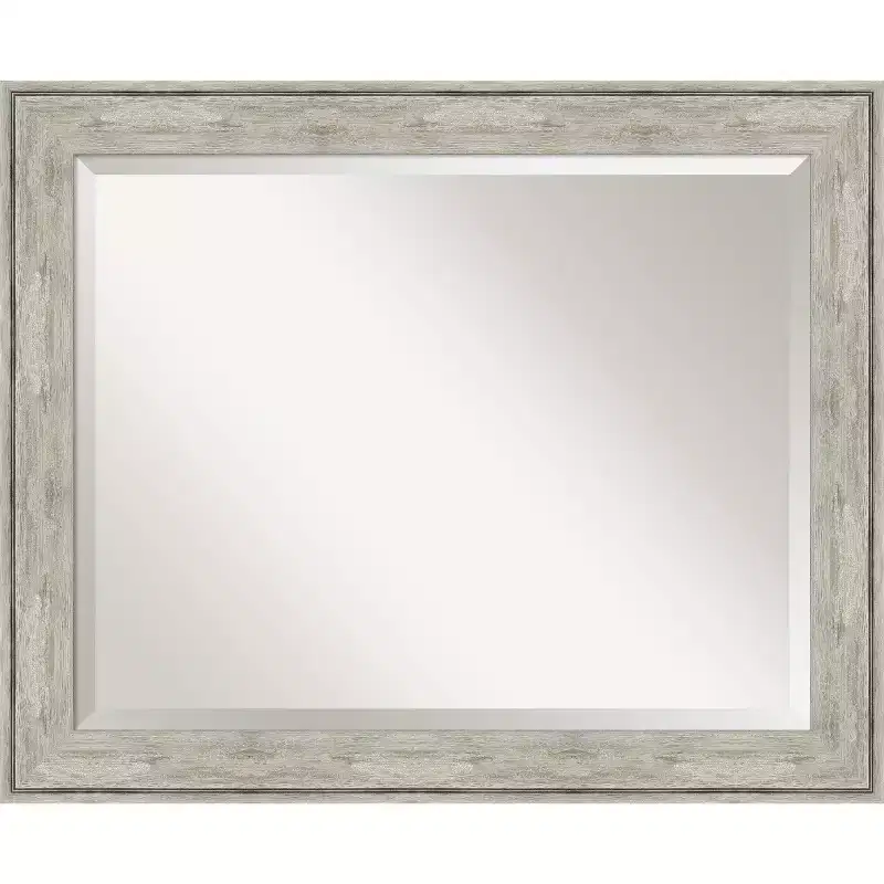 Crackled Framed Bathroom Vanity Wall Mirror Metallic - Amanti Art
