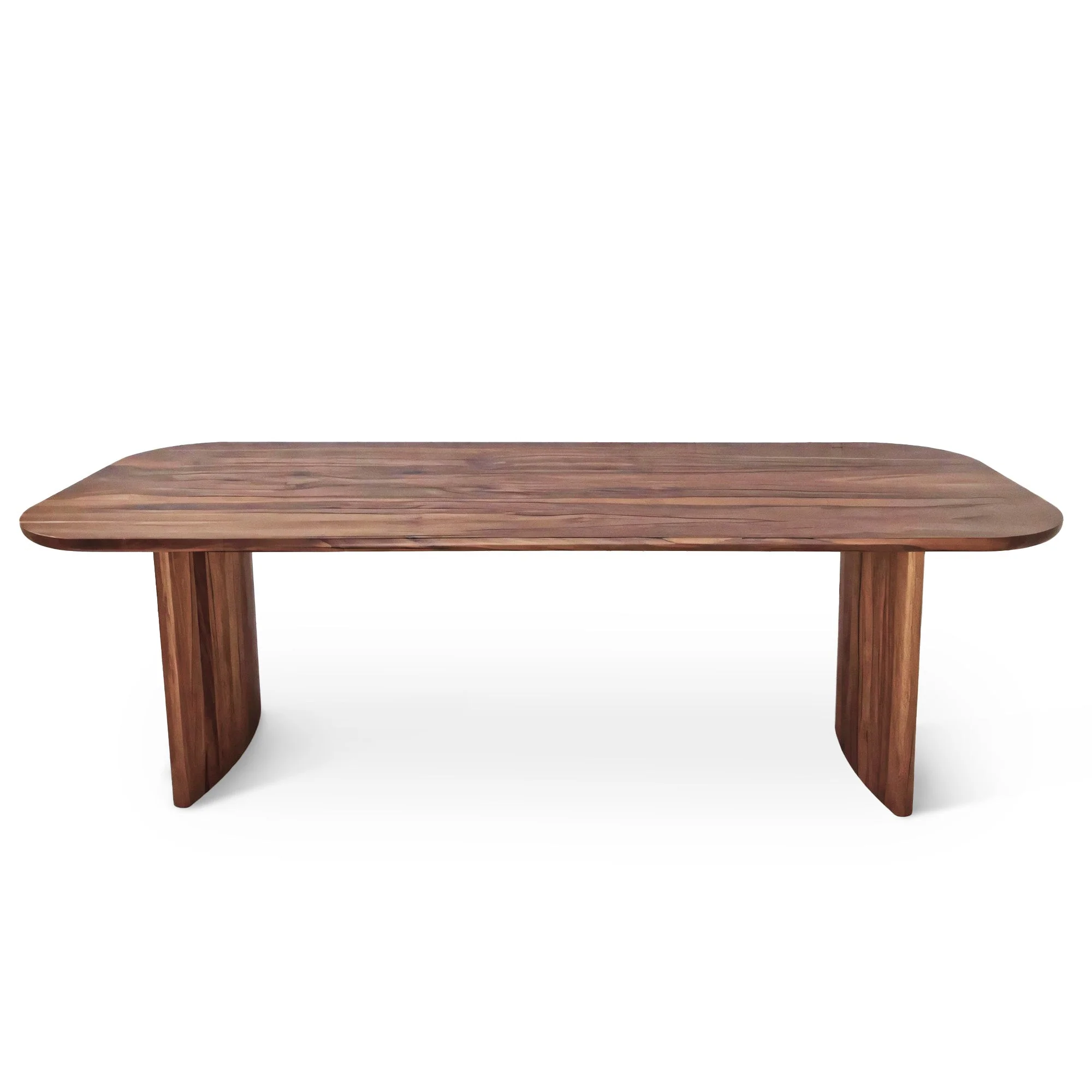 Walnut Dining Table - The table boasts a unique design featuring beautifully curved bases on the sides - crafted entirely from solid walnut - The