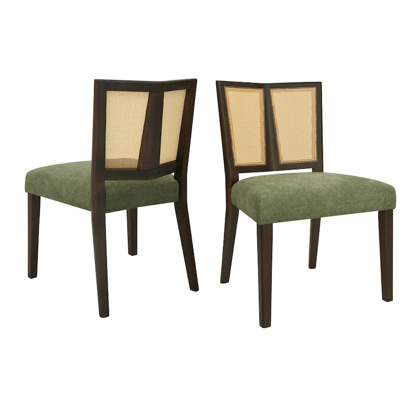 Christopher Knight Home - Oliver Mid-Century Rattan Back Upholstered Dining Chair Set of 2