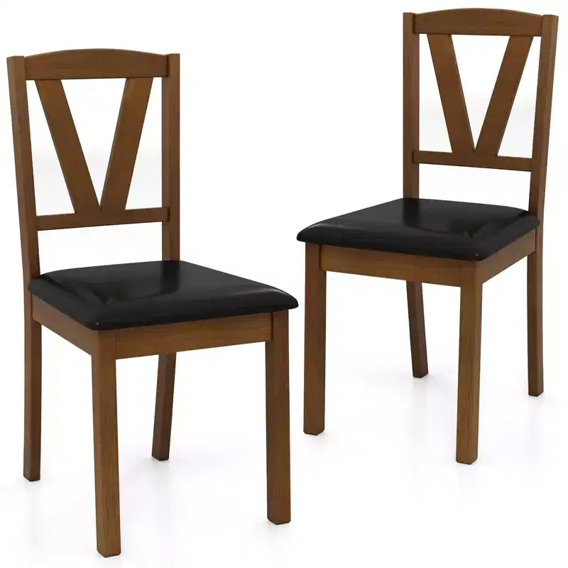 Dining Chairs Set of 2/4 PU Leather Dining Room Chairs with Hollowed Backrests