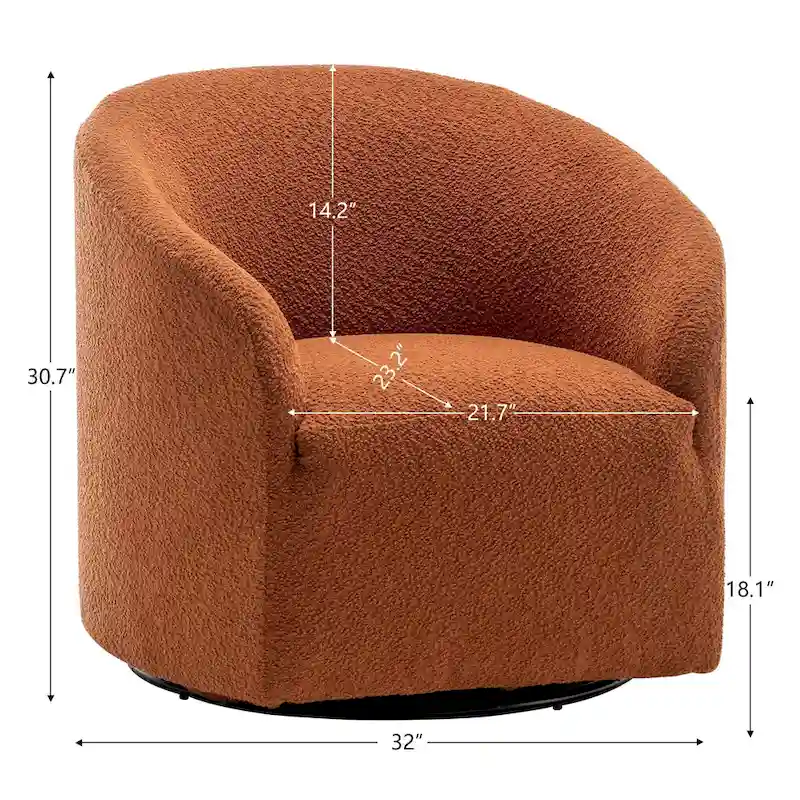 KINWELL 32W Boucle Upholstered Swivel Barrel Armchair (Set of 2)