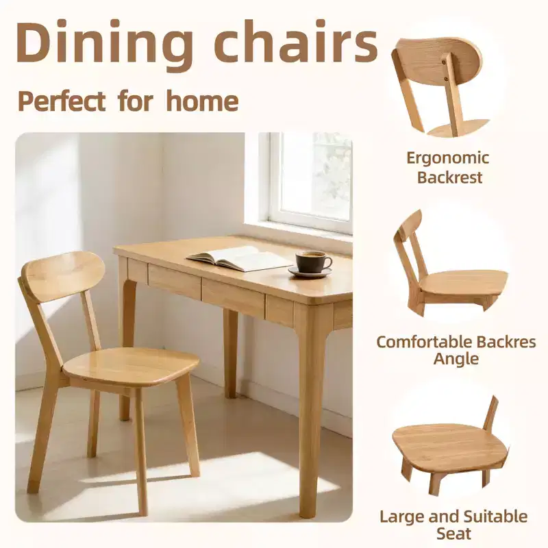 GDFStudio Dalton Mid Century Modern Solid Wood Dining Chairs with Ergonomic Curved Backrest (Set of 2)