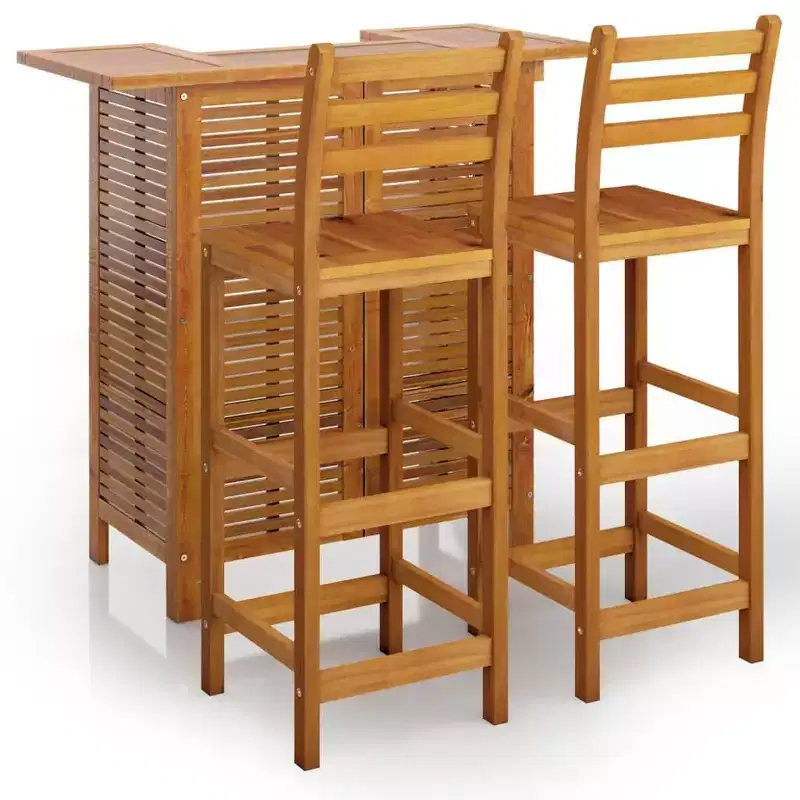 vidaXL Bar Table and Chair Set Dining Table Set 3 Piece Solid Acacia Wood