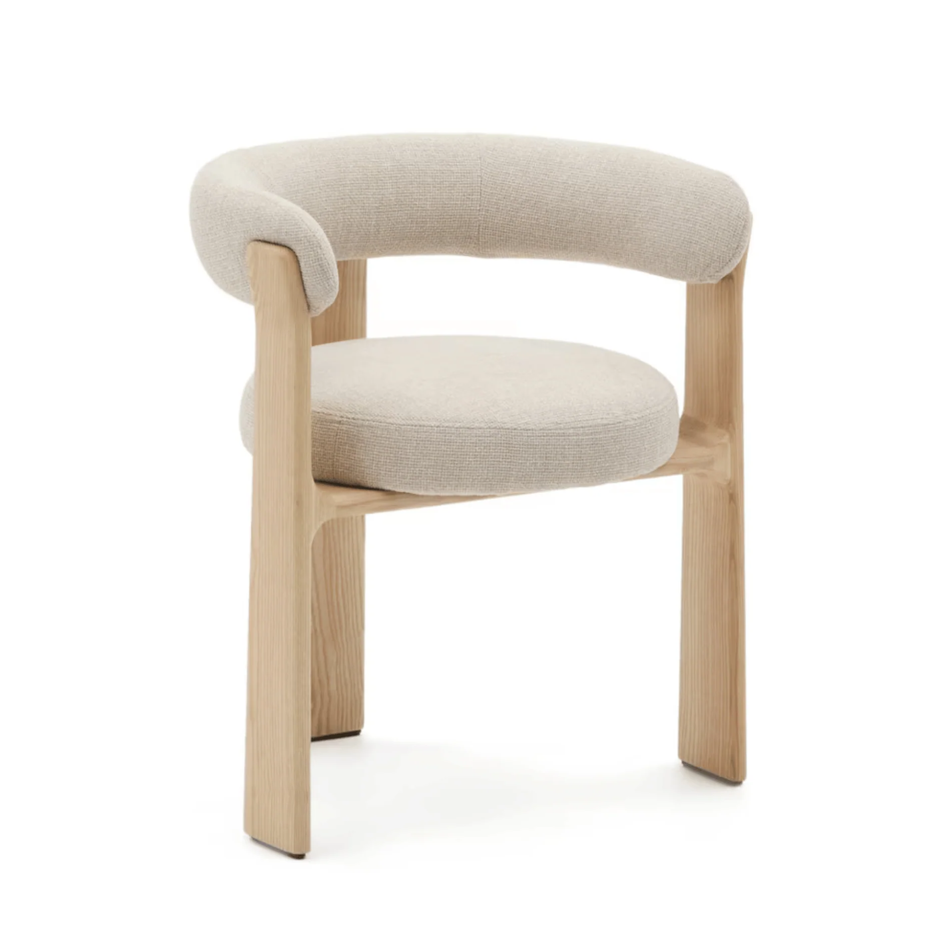 Mid-Century Natural ash Ash Dining Chair with High Density Foam and Timber Legs for Dining Room