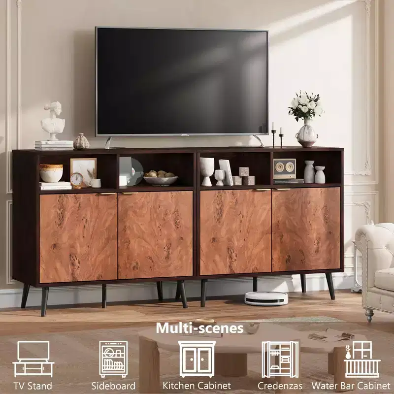 Kitchen Sideboard Storage Cabinet Shefeng Vintage Wooden Sideboard Features open shelving Ideal for hallways and entryways
