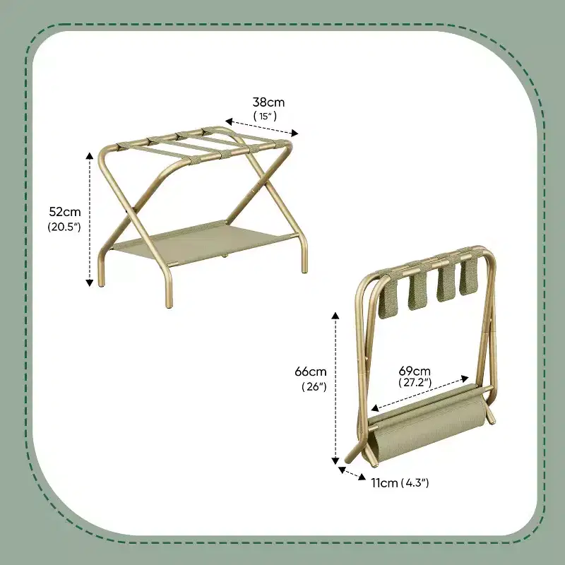 Folding Luggage Rack for Guest Room with Shoe Shelf – 110 lbs Capacity