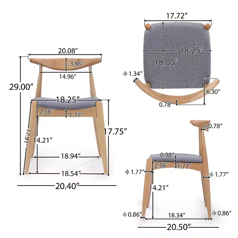 GDFStudio Virgil Mid Century Modern Fabric and Rubberwood Dining Chairs (Set of 2)