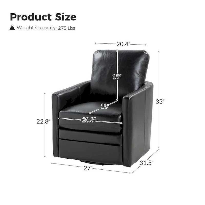 Navy/Turquoise/Green/Camel/Brown/Black/Ivory/Grey Faux Leather Swivel Barrel Accent Chair — 1-Seat