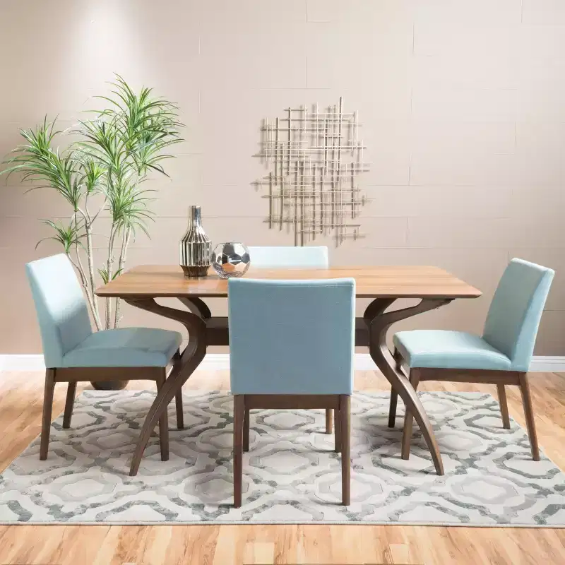 Christopher Knight Home Kwame Mid Century Modern Fabric Upholstered 5 Piece Dining Set