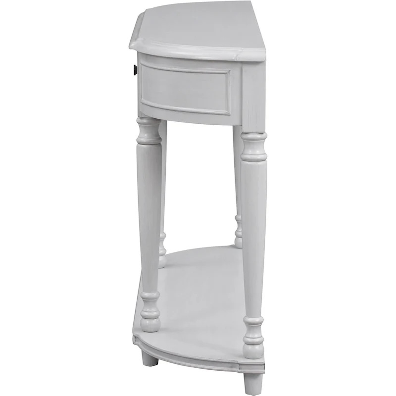 Retro Circular Curved Design Console Table with Open Style Shelf