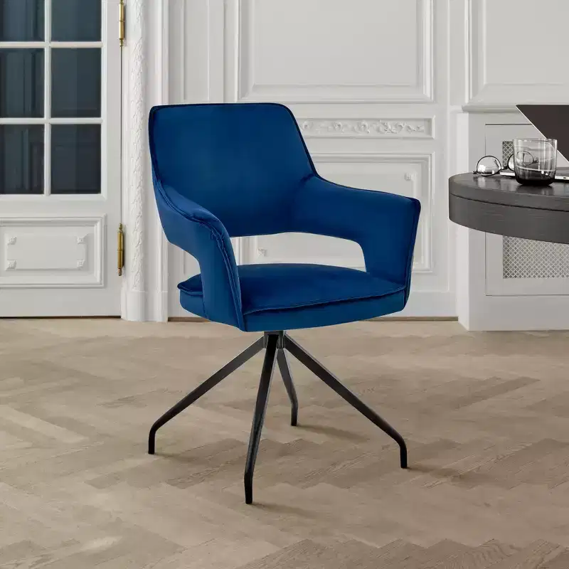GDFStudio Devora Velvet Upholstered Dining Chair with Wooden Legs
