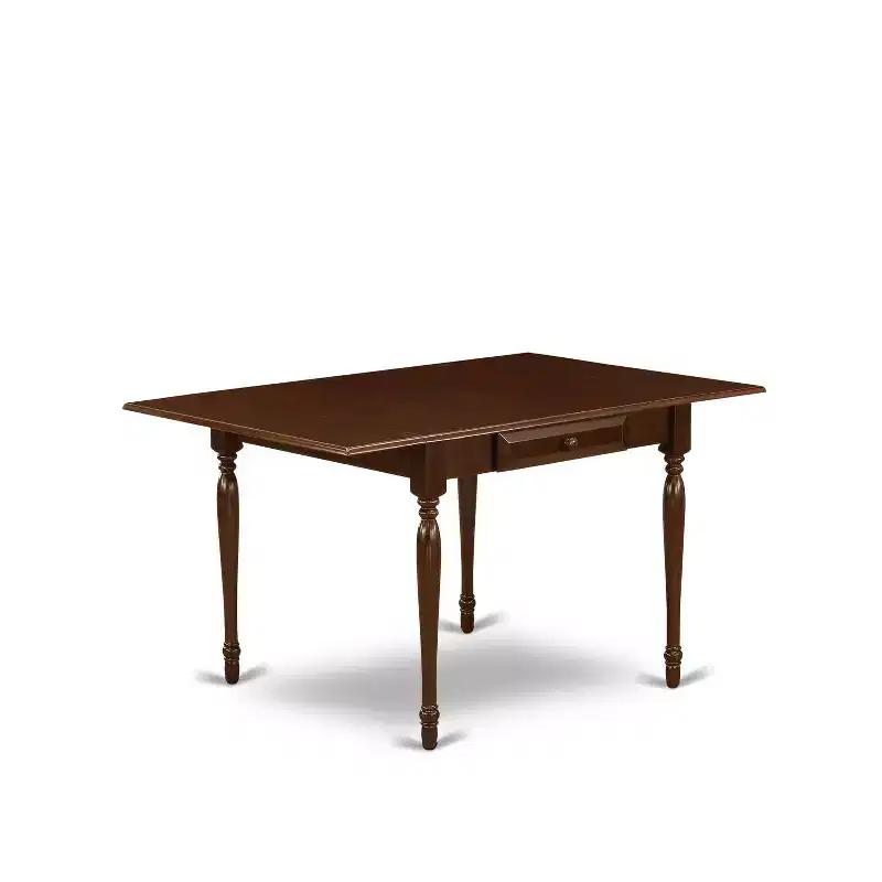 HomeStock 3-Pc Mahogany Finish Solid Wood Top with Dropleaf Dining Table Set - Seats 2