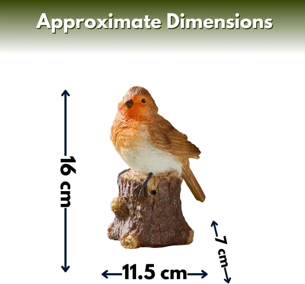 Solar Singing Robin Garden Ornament with Bird Sound