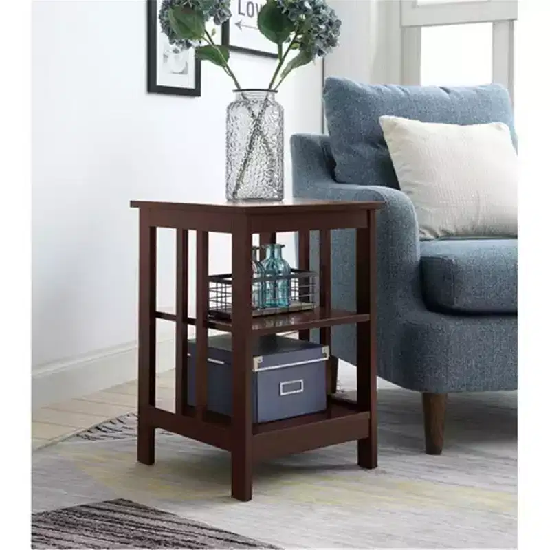 HomeStock Belmont End Table with Spacious Surface and Multiple Shelves, Functional Storage Accent Table for Books, Dcor, and Daily Living Use